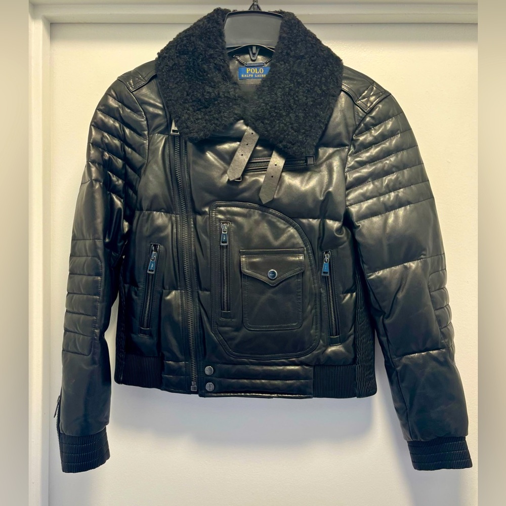 NWOT!!! POLO by RALPH LAUREN - WOMENS LEATHER JACKET Color BLACK Sz Small